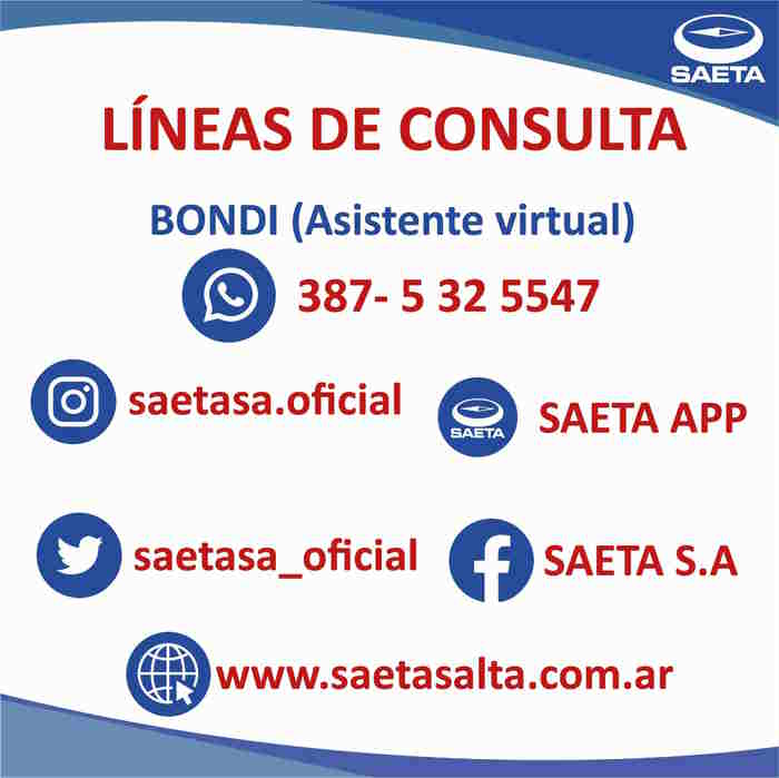 SAETA informa desvíos de líneas ante cortes de calles y avenidas