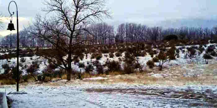 Así amaneció Molinos esta mañana con -5 grados bajo cero y totalmente cubierta de nieve.