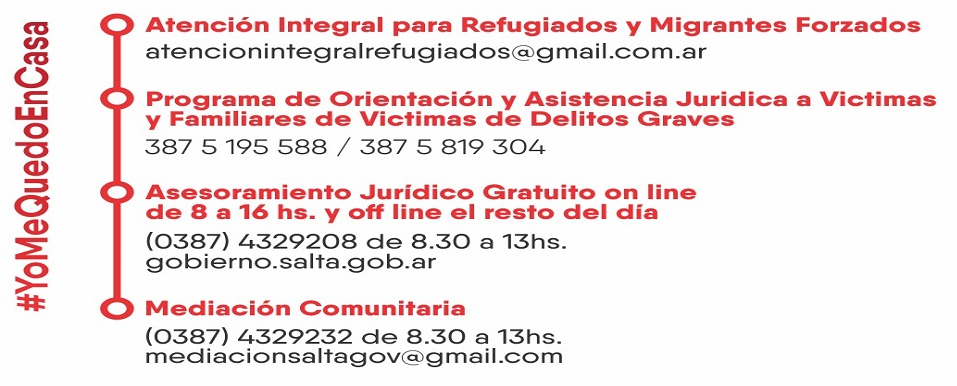 Se habilita atención telefónica para consultas sobre asesoramiento jurídico y mediación